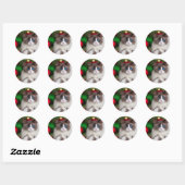 kat houdt van kerstboom ronde sticker (Vel)