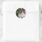 kat houdt van kerstboom ronde sticker (Tas)
