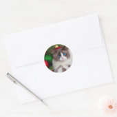 kat houdt van kerstboom ronde sticker (Envelop)