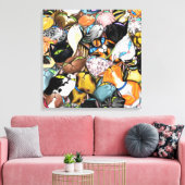 Kat House - Colorful Cuddling Cats Hugs - Painting Canvas Afdruk (Insitu (Woonkamer))