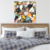 Kat House - Colorful Cuddling Cats Hugs - Painting Canvas Afdruk (Insitu (Slaapkamer))