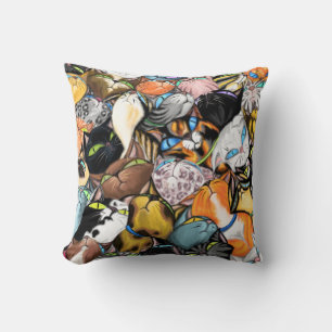 Kat House - Colorful Cuddling Cats Hugs - Painting Kussen
