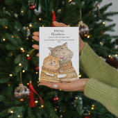 Kat Hug Meowy Kerstmis en Purrfect nieuwjaar Briefkaart