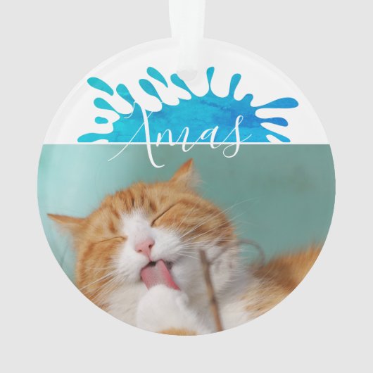 Kat Huisdier Foto Xmas Script Kerstmis Ornament (achterkant)