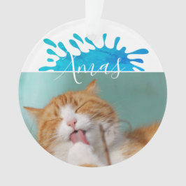 Kat Huisdier Foto Xmas Script Kerstmis Ornament