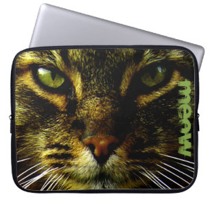 Kat Huisdier Hypnotiserende Ogen Fototekst Laptop Sleeve