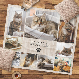 Kat huisdier liefhebber moeder vader foto collage fleece deken