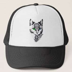 Kat Huisdier Natuur Illustratie Art Tattoo Trucker Pet