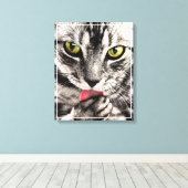 Kat Huisdier Portret Canvas Afdruk (Insitu (Houten vloer))