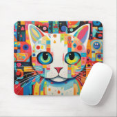 Kat Huisdier Portret Kleurrijk Schilderij Muismat (Met muis)