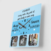 Kat huisdier verlies Keepsake Memorial blauw Vierkante Klok (Hoek)