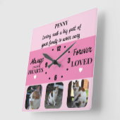 Kat huisdier verlies Keepsake Memorial roze Vierkante Klok (Hoek)