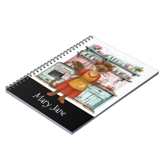 Kat Huisvrouw is aan het koken in de keuken Notitieboek (Linkerzijde)