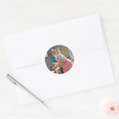 Kat huisvrouw koken diner ronde sticker (Envelop)