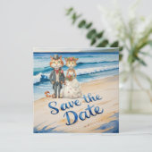 Kat Huwelijk Strand Huwelijk Thema Save The Date (Staand voorkant)