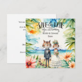 Kat Huwelijk Strand Huwelijk Thema Save The Date (Voorkant / Achterkant)