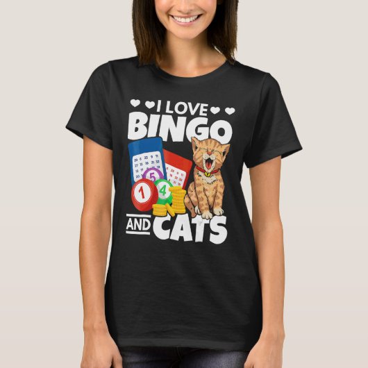 Kat I houdt van bingo en katten gokken bingo Playe T-shirt (Voorkant)