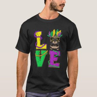 Kat I Love Kitten Mardi Gras Mannen Women Kinder T-shirt