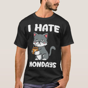 Kat  Ik haat maandagochtend koffie cafeïne T-shirt