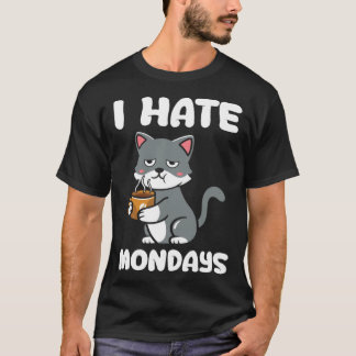 Kat  Ik haat maandagochtend koffie cafeïne T-shirt