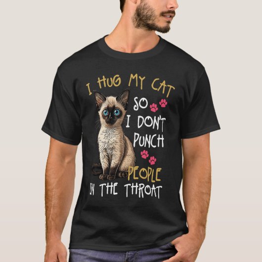 Kat ik hou mijn kat vast zodat ik geen mensen in d t-shirt (Voorkant)