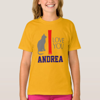 Kat + ik hou van je 'JOUW NAAM' Aangepast door VIM T-shirt