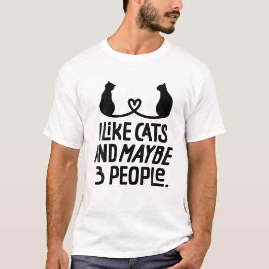 Kat ik hou van katten en misschien drie mensen die t-shirt (Voorkant)