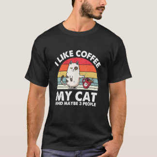 Kat Ik Hou Van Koffie Mijn Kat En Misschien 3 Mens T-shirt