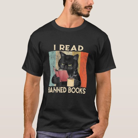 Kat ik las boekenboekwormen met verboden boekjes,  t-shirt (Voorkant)
