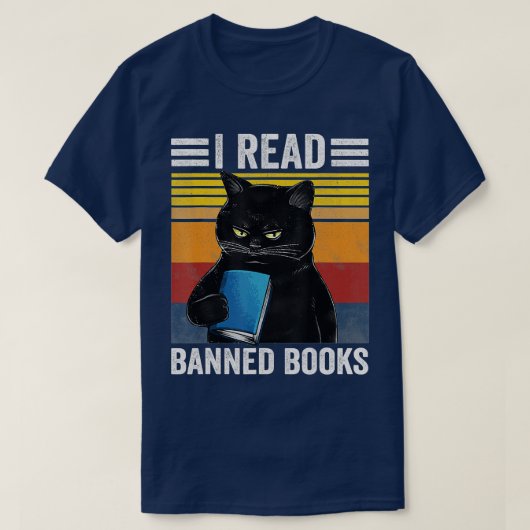 Kat ik las verboden boeken Funny Bookworms Reading T-shirt (Design voorkant)