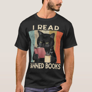 Kat ik las verboden boeken Funny Bookworms Reading T-shirt