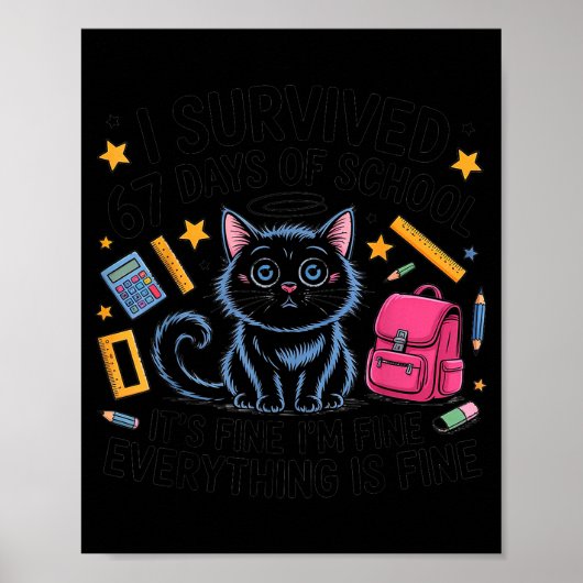 Kat ik overleefde 67 dagen van school leraren stud poster (Voorkant)