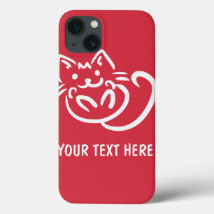 Kat Illustratie aangepaste kleuren iPad-draagtasse iPhone 13 Hoesje