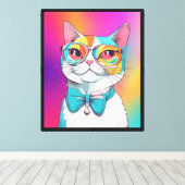 Kat Illustratie Clipart Canvas Afdruk (Insitu (Houten vloer))