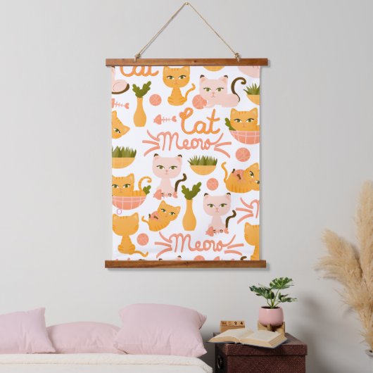 Kat Illustratie Hangend Wandkleed (Slaapkamer)