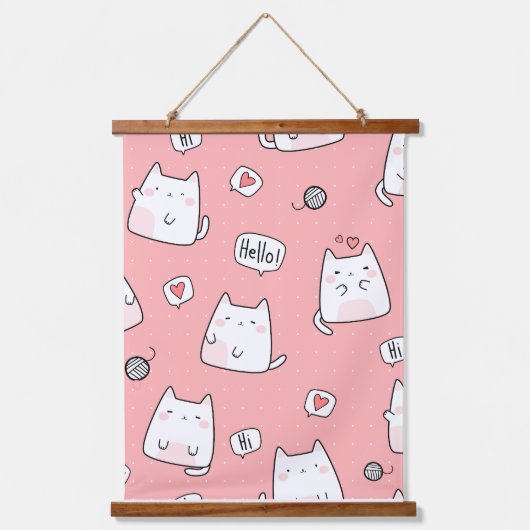 Kat Illustratie Hangend Wandkleed (Voorkant)