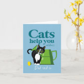 Kat illustratie: "katten helpen je buitenstaanders kaart (Gele Bloem)