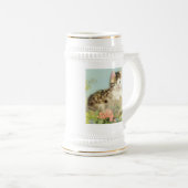  Kat Illustratie met roze bloemen Bierpul (Voorkant rechts)