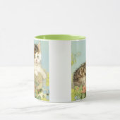  Kat Illustratie met roze bloemen Mok (Midden)