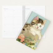 Kat Illustratie met roze bloemen Planner (Display)