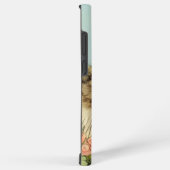  Kat Illustratie met roze bloemen Samsung Galaxy Hoesje (Rechterkant)