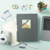 Kat Illustratie met roze bloemen Sticker (iPad Cover)