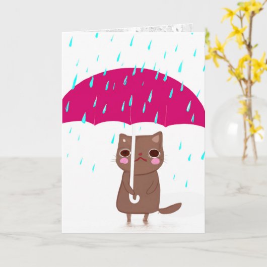 Kat Imet paraplu Kaart (Gele Bloem)