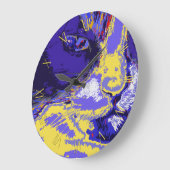 Kat in abstracte kleuren grote klok (Hoek)
