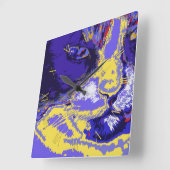 Kat in abstracte kleuren vierkante klok (Hoek)