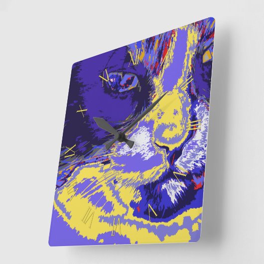 Kat in abstracte kleuren vierkante klok (Hoek)
