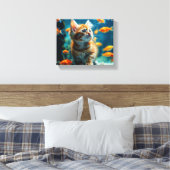 Kat in aquarium canvas kunst (Insitu (Slaapkamer))