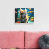 Kat in aquarium canvas kunst (Insitu (Woonkamer))