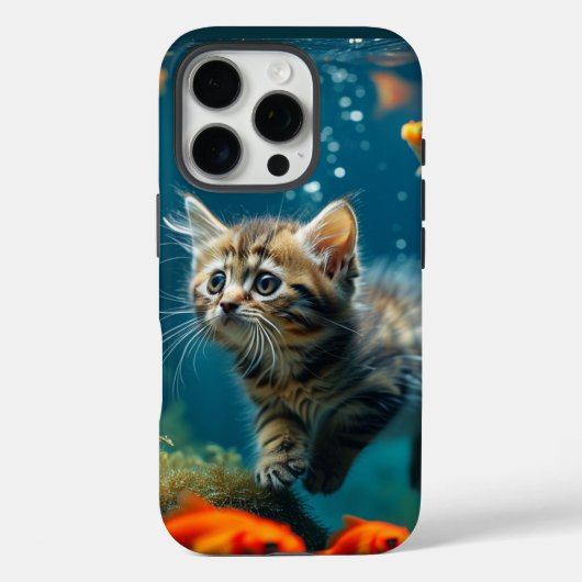Kat in aquarium iPhone 16 Pro Hoesje (Achterkant)