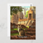 Kat in Ayutthaya Thailand Reizen Briefkaart (Voorkant / Achterkant)